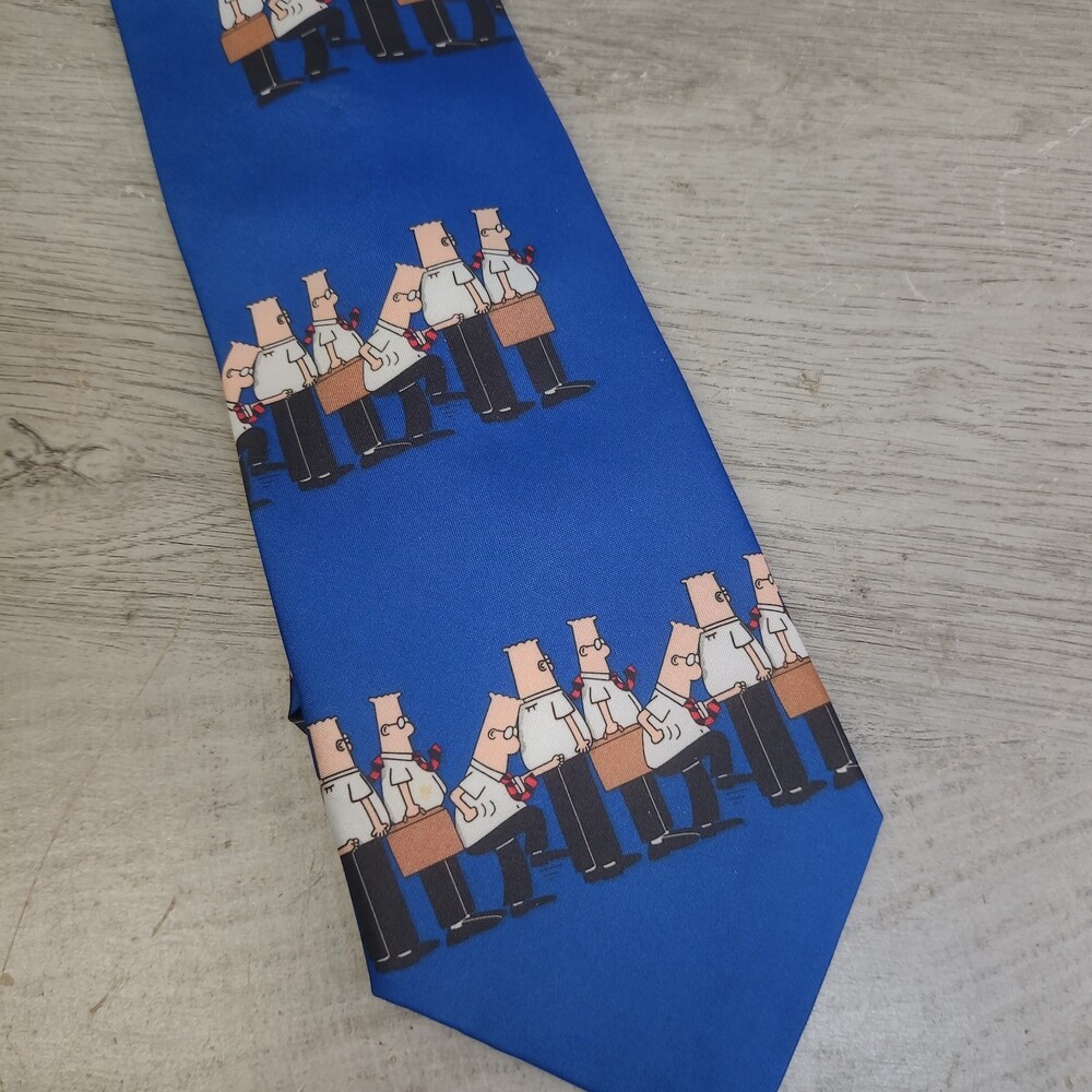 Ralph Marlin Dilbert Mens Necktie Tie Blue Retro Y2K Cartoon EXCELLENT